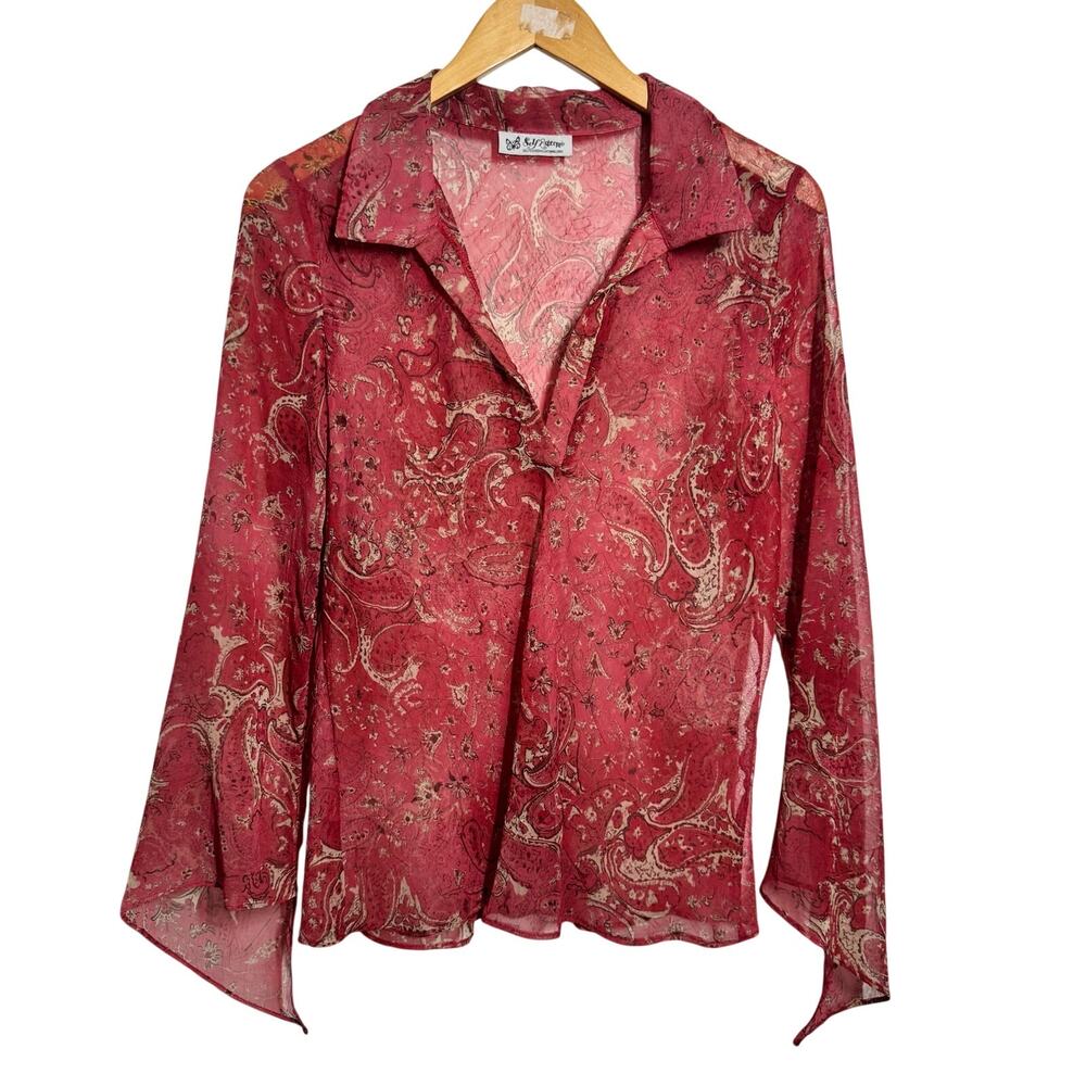 Self Esteem Red Paisley SheerTop